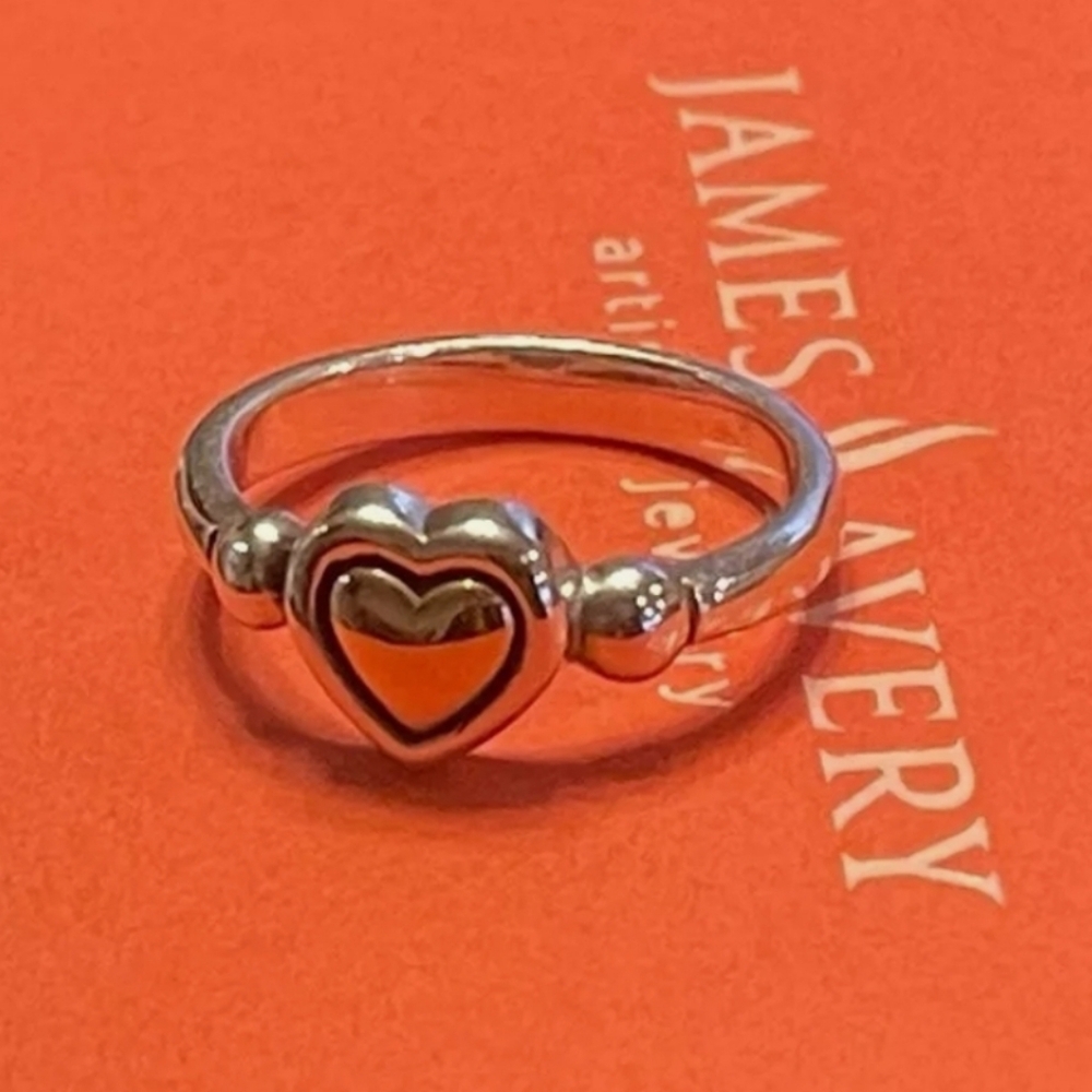James Avery 14k Gold "True Heart" RARE, Retired  & Silver Ring - Size 5.5